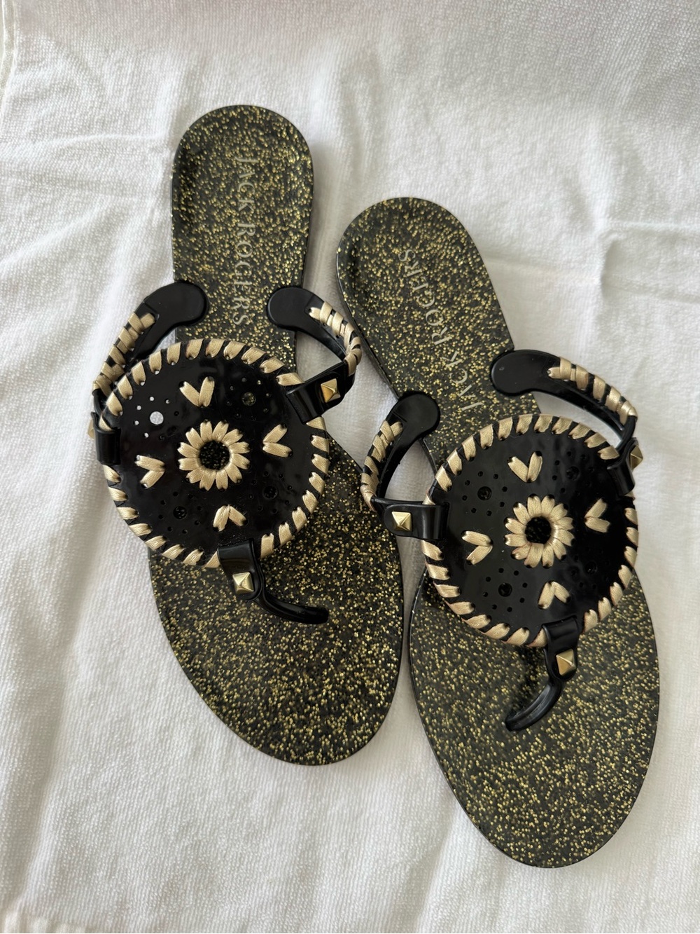 Jack Rogers Black and Gold Jelly Women's Sandals